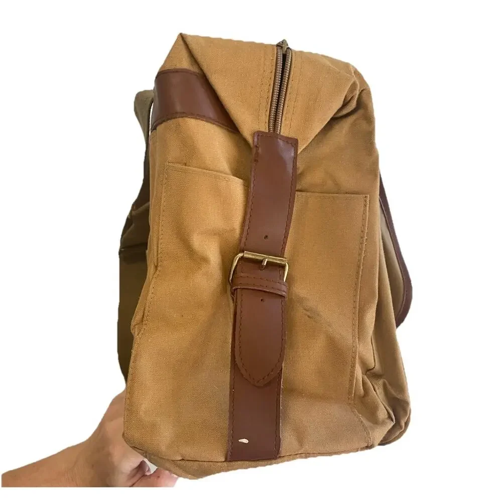 Vintage Polo Ralph Lauren Safari Traveler Canvas & Leather Messenger Bag Khaki *